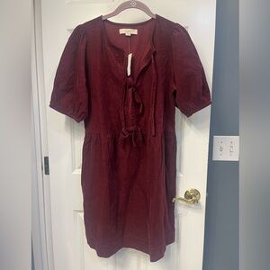 Burgundy Puff Sleeve Dress